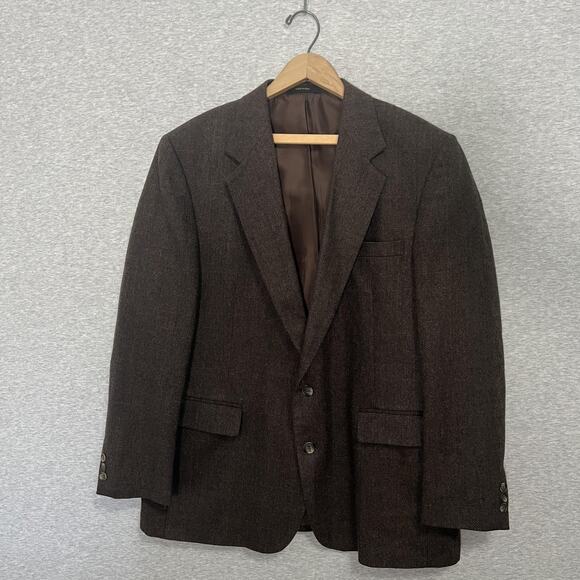 Vintage Haggar Blazer Mens 46 Wool Herringbone Tweed Jacket Made USA Classic - Picture 1 of 16
